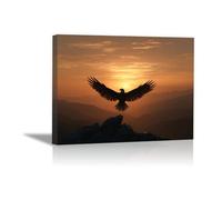 DunPei Print On Canvas Animal The Picture Flying eagles For Home and Hallway Decoration Modern Decoration Portrait Wall Art Painting Pictures(orange)-80x120cm Framed