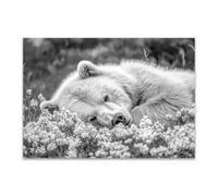 DunPei Print On Canvas Animal The Picture Palm strike bear For Home and Hallway Decoration Modern Decoration Portrait Wall Art Painting Pictures(Black and white)-70x100cm Unframed