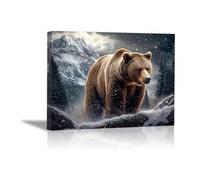 DunPei Print On Canvas Animal The Picture Palm strike bear For Home and Hallway Decoration Modern Decoration Portrait Wall Art Painting Pictures(white)-50x70cm Framed