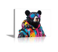 DunPei Print On Canvas Animal The Picture Palm strike bear For Home and Hallway Decoration Modern Decoration Portrait Wall Art Painting Pictures(polychrome)-70x100cm Framed