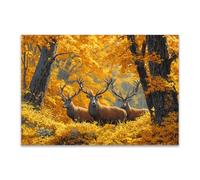 DunPei Print On Canvas Animal The Picture Three deer For Home and Hallway Decoration Modern Decoration Portrait Wall Art Painting Pictures(golden)-30x45cm Unframed