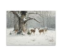 DunPei The Picture of Animal Print On Canvas a herd of deer Artistic Wall Art Painting Artwork Pictures For Home Living Room Modern Decor Decoration(white)-70x100cm Unframed
