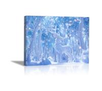 DunPei The Picture of Animal Print On Canvas Ice deer Artistic Wall Art Painting Artwork Pictures For Home Living Room Modern Decor Decoration(blue)-50x70cm Framed