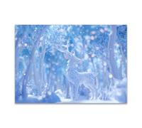 DunPei The Picture of Animal Print On Canvas Ice deer Artistic Wall Art Painting Artwork Pictures For Home Living Room Modern Decor Decoration(blue)-30x45cm Unframed