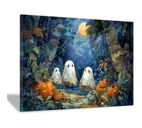 DunPei Vintage Halloween Wall Art- Poster For Home Party Wall Decor- Three little devils Art Canvas Print Picture For Room Farmhouse Cottage Halloween Decor(blue35)-50x70cm Framed