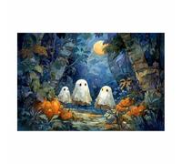 DunPei Vintage Halloween Wall Art- Poster For Home Party Wall Decor- Three little devils Art Canvas Print Picture For Room Farmhouse Cottage Halloween Decor(blue35)-60x90cm Unframed