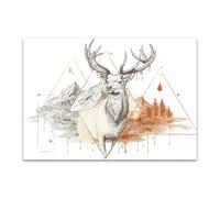 DunPei Wall Art,Animals Canvas Picture Prints Deer head Modern Aesthetic Posters Prints For Living Room(white)-30x45cm Unframed