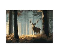 DunPei Wall Art,Animals Canvas Picture Prints Deer in the Forest Modern Aesthetic Posters Prints For Living Room(grey)-80x120cm Unframed