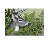 DunPei Wall Art,Animals Canvas Picture Prints Pampas deer Modern Aesthetic Posters Prints For Living Room(green)-30x45cm Unframed