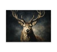 DunPei Wall Art Canvas Prints Deer head - Family Picture Painting - Modern Wall Artwork for Gifts Bathroom Home Kitchen Office Decor(brown)-50x70cm Unframed