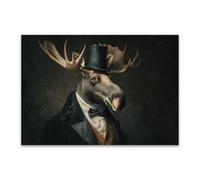 DunPei Wall Art Canvas Prints Deer head - Family Picture Painting - Modern Wall Artwork for Gifts Bathroom Home Kitchen Office Decor(black)-30x45cm Unframed