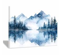 DunPei Wall Art Decor Canvas Print Picture Magnificent Mountains Natural scenery Painting Artwork for Living Room Bedroom Office Home Wall Decor(Blue and white187)-60x90cm Framed