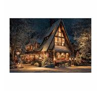 DunPei Wall Decor Prints, Cozy Christmas Farmhouse Christmas Wall Art Decoration for Living Room Bedroom Kitchen Bathroom Office, Winter Holidays Gift Poster(golden)-60x90cm Unframed