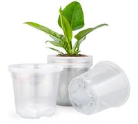 DUNPUTE 15 Pack Clear Nursery Pots with Drainage Holes, 7 Inch Seed Starting Plastic Plant Pots, Transparent Variety Pack Flexible Garden Pot for Outdoor Indoor (Clear, 7 Inch)