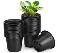 DUNPUTE 60 Pack 5 Inch Nursery Pots for Plants, Plastic Seeds Starter Pots with Drainage Holes, Small Plastic Plant Nursery Pots for Succulents Seedling Cutting Transplanting (60, 5 Inch)