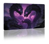 DUNQEO Fantasy Game Mat Compatible with MTG, TCG - 24”x14” Playmat with Stitched Edges for Trading Card Games, Board Games & Desk Use(Hydravenom,No Game Zones)
