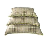 Dunrich Bespoke Pillow Pet Bed, 100% British Wool Cover with Polyester Filling, Polka Dot, Reversible, multispot, Pistachio green with lime Piping size Large