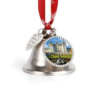 Dunrobin Castle in Scotland Cute Christmas Bells Ornaments Xmas Holiday Sliver Bell for Home Yard Garden Decor