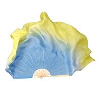 DUNSBY Belly Dance Fan Big Dance Fan Veil Real Silk One Pair Bellydance Costume Accessory Flowy Gradient Dancer Props(Gold,2pcs Right Hand)