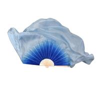 DUNSBY Belly Dance Fan Big Dance Fan Veil Real Silk One Pair Bellydance Costume Accessory Flowy Gradient Dancer Props(Blue,1pcs Right 1pcs Left)