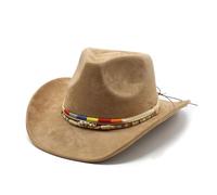 DUNSBY Cowboy Hat 6-Color Women'S Denim Hat Men'S Retro Jazz Wide Edge Sun(Khaki)