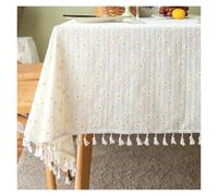 DUNSBY Floral Table Cloth Boho Style Daisy Tassels Floral Tablecloth,Tea Table Decoration,Rectangle Cover For Kitchen Dining Room Party Picnic(Color-09,140x200cm)