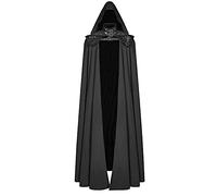 DUNSBY Hooded Cloak Medieval Cloak Hooded Coat Assassin Cosplay Costume Buckled Stand Shoulder Knights Cape (Color : Black, Size : 5XL)