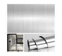 DUNSBY Wall Protector Self Adhesive Premium Brushed Nickel Vinyl Self Adhesive Wallpaper Stainless Steel Oil Proof Waterproof Kitchen Gold Leaf Stickers Decor Film(Silver,80 x 500 cm)