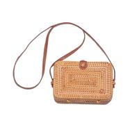 DUNSBY Woven Bag Square Round Style Straw Bag Handbags Women Summer Rattan Handmade Woven Beach Circle Handbag(Square)