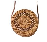 DUNSBY Woven Bag Square Round Style Straw Bag Handbags Women Summer Rattan Handmade Woven Beach Circle Handbag(Sunflower pikou-E)