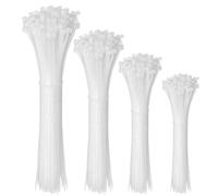 DUNSOO 200 Pack Cable Ties White, Heavy Duty Nylon Zip Ties, 100/150/200/300mm, Secure Self-Locking Mechanism, Multi-Purpose Plastic Tie Wraps for Wire Management, Indoor and Outdoor Use