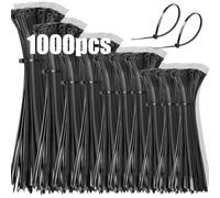 DUNSOO Black Cable Ties, 1000 Pack Heavy Duty Strong Nylon Premium Self Locking, 100/150/200/250/300 mm Multi-Purpose Plastic Tie Wraps for Home, Garden, Office and DIY