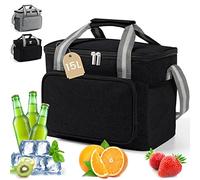 DUNSOO Cool Bag Small 15 L, Small Cool Bag for On the Go Cool Bags Foldable Thermal Bag for Picnics, BBQs, Camping, Excursions, Shopping, Car, Black