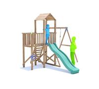 Dunster House Climbing Frame With One Swing & Slide Balconyfort High Platform