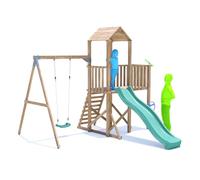 Dunster House Climbing Frame with Single Swing, High Platform & Slide BalconyFort
