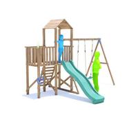 Dunster House Climbing Frame With Two Swings & Slide Balconyfort High Platform