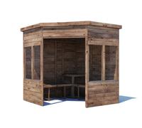 Dunster House Corner Garden Arbour With Glazed Panels, W2.1M X D2.1M / W7' X D7', Pressure Treated, Apocallipo