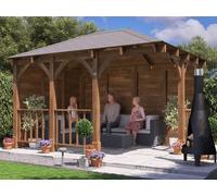 Dunster House Corner Gazebo Kit 4m x 3m Leviathan with Side Walls and Roof Shingles