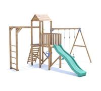 Dunster House Dunter House Climbing Frame With Swings, Slide, & Bars Balconyfort High Platform