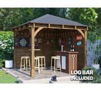 Dunster House Wooden Bar Gazebo W3m x D3m Log Bar Included Leviathan