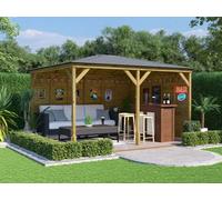 Dunster House Garden Bar Gazebo W4m x D3m Utopia with Log Bar