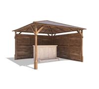 Dunster House Garden Bar Gazebo Heavy Duty with Log Bar 3m x 3m - Utopia in Brown Dunster House Brown