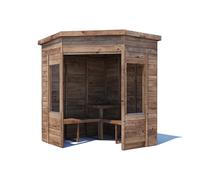 Dunster House Garden Corner Arbour with Glazed Panels, W1.8m x D1.8m / W6' x D6', Pressure Treated, Apocallipo