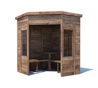 Dunster House Garden Corner Arbour with Glazed Panels, W1.8m x D1.8m / W6' x D6', Pressure Treated, Apocallipo