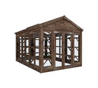 Dunster House Growzilla Wooden Greenhouse With X1 Shelving Pack W2.4M X D3.6M / W8' X D12' Auto Vent Opener