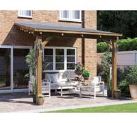 Dunster House Lean To Wooden Gazebo Canopy with Shingles 3m x 3m - Leviathan in Brown Dunster House Brown