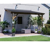 Dunster House Lean To Wooden Gazebo With Super Felt, 3M X 3M Wall Mounted Garden Shelter Utopia, Brown