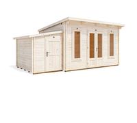Dunster House Log Cabin Garden Office 5.5 X 3 Metres Summerhouse Terminator Pent With Storage Room