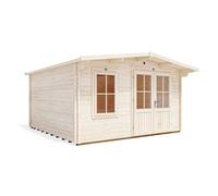 Dunster House Log Cabin, W4m x D4m / W13' x D13' 45mm Wall Thicknes in Natural White Dunster House Natural White