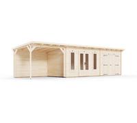 Dunster House Log Cabin With Gazebo W10M X D2.5M / W32'6" X D8' Evilgenius Fixings & Superfelt Included